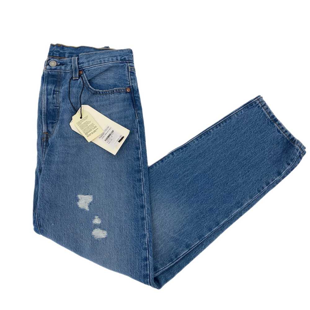 Levi's Blue Boyfriend Jeans Straight High Rise Light Wash Inseam 28 | Womens 28